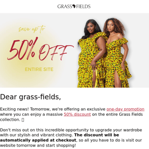 50% Off the Entire Grass Fields Collection!