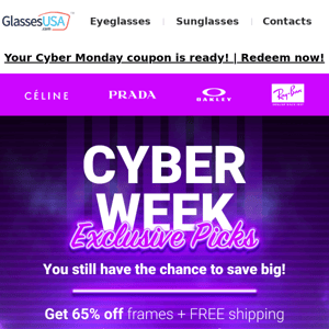 🚨 Cyber Week final call: 65% OFF frames + top picks by our designers