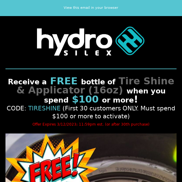 Get a FREE bottle of Tire Shine with this offer...