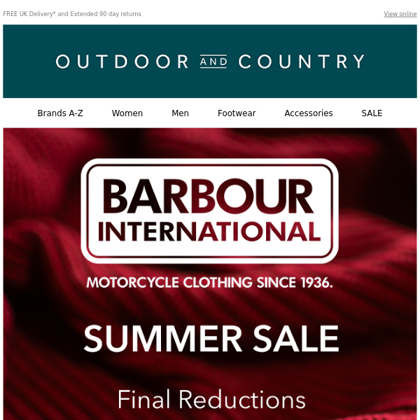 FINAL REDUCTIONS ON BARBOUR INTERNATIONAL! - Outdoor and Country