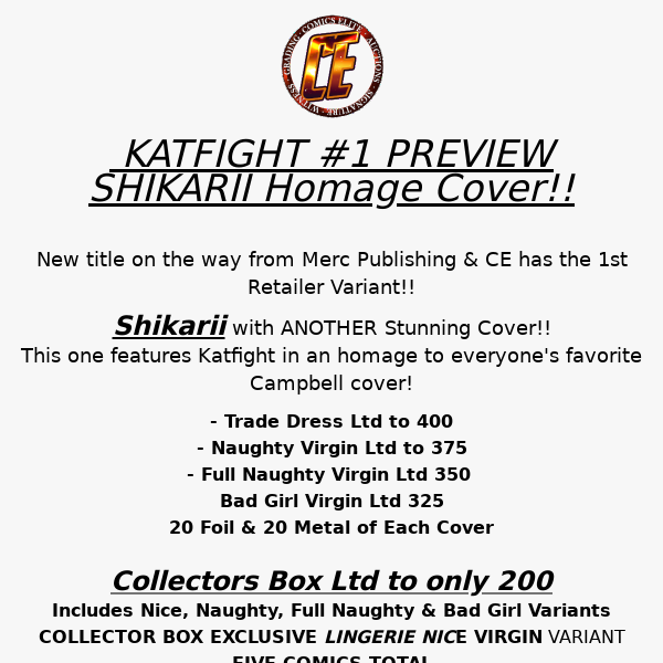 NOW LIVE!❤️‍🔥SHIKARII CAMPBELL HOMAGE❤️‍🔥 KATFIGHT #1 PREVIEW ISSUE