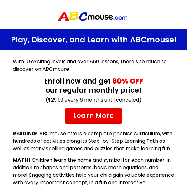 Play, Discover, and Learn with ABCmouse!