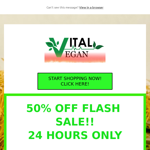 50% OFF FLASH SALE!!  24HRS ONLY!!