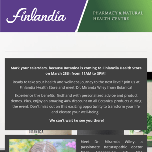 Botanica Event at Finlandia Health Store! 🌿