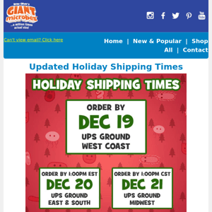 GIANTmicrobes Updated Holiday Shipping Times