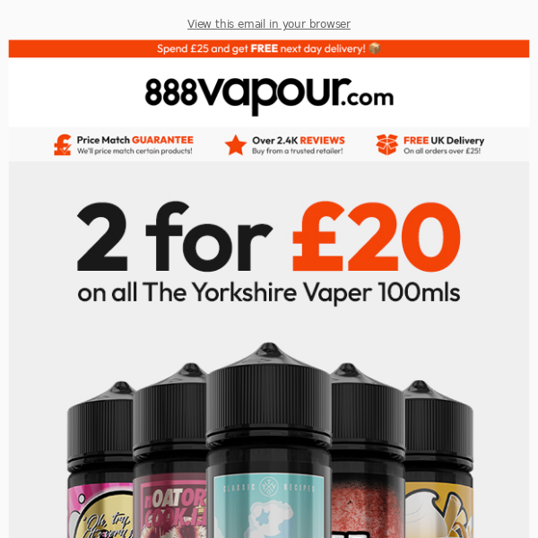 Grab any 2 100mls from The Yorkshire Vaper for £20! 😮