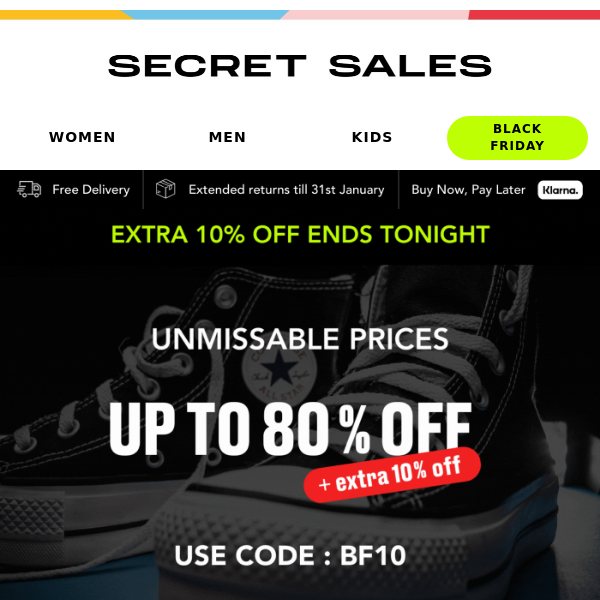 Last few hours! Up to 80% off + EXTRA 10% OFF bestsellers - PUMA, Regatta...