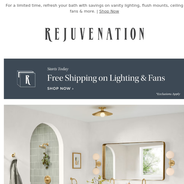 Free shipping on lighting starts today!