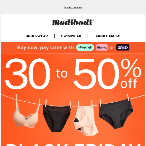 Modibodi Black Friday 2021 sale will include 30% off bestselling