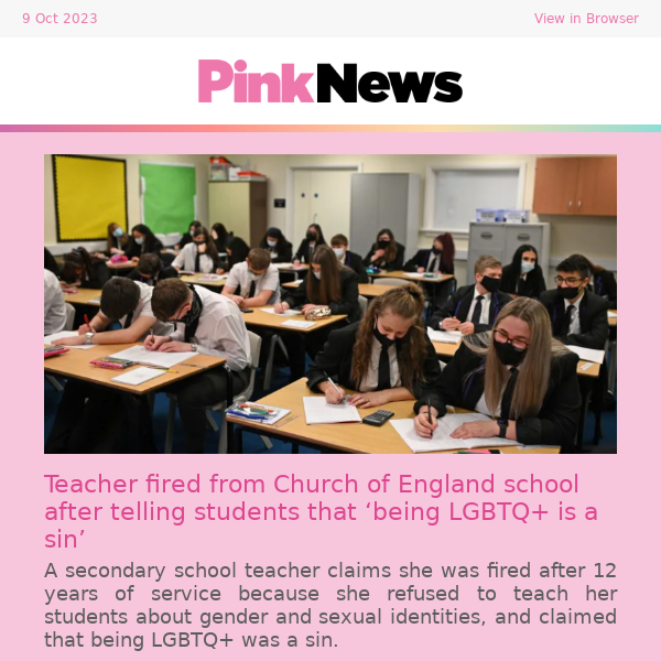 🏫 Teacher fired for saying being LGBTQ+ is a sin 🔥