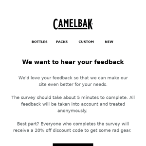What do you think? Take our survey, get a 20% coupon