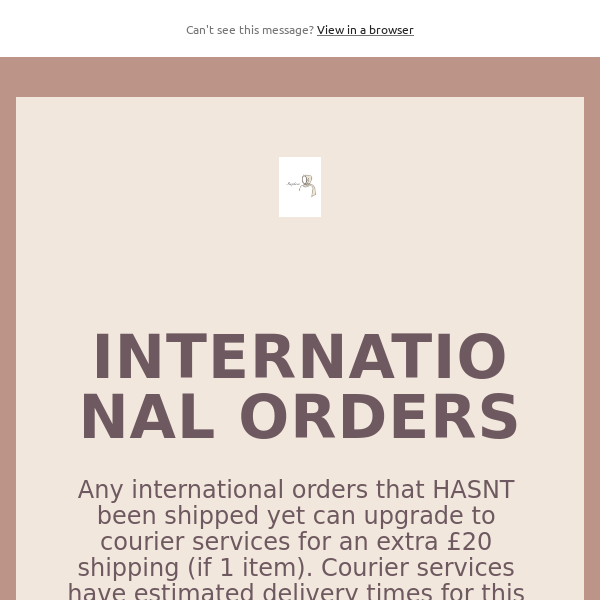 International orders notice