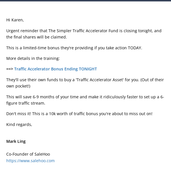 Traffic Accelerator Bonus Ending TONIGHT