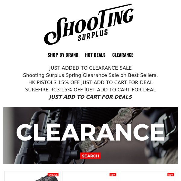 New Items Added to Clearance Sale. HK Handguns & Surefire RC3