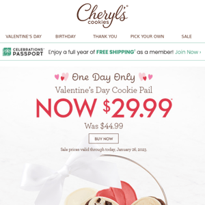 Today only >> $29.99 for a pail full of Valentine’s Day treats.