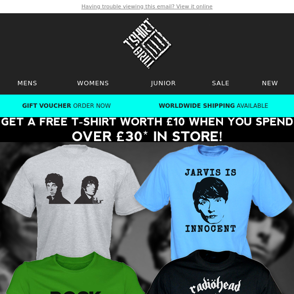 Exclusive BritPop T-Shirts; Plus A Free T-Shirt!