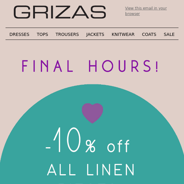 Final Hours: -10% Off Linen