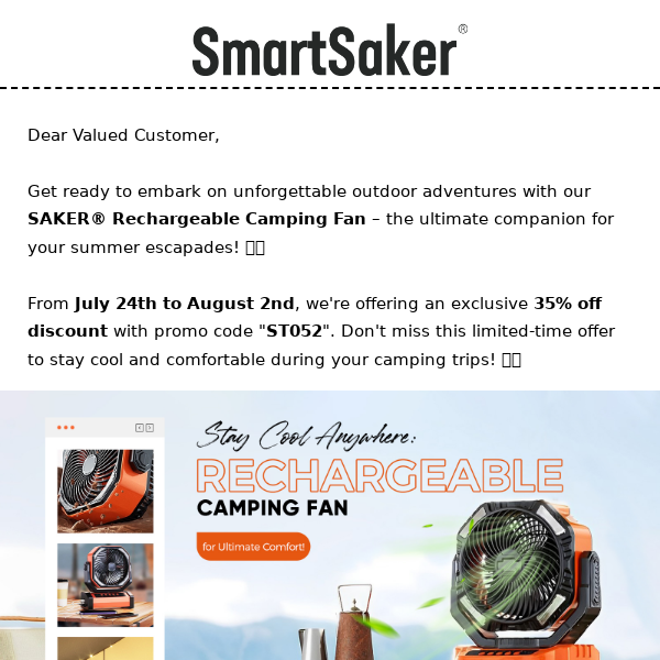 SAKER® Rechargeable Camping Fan