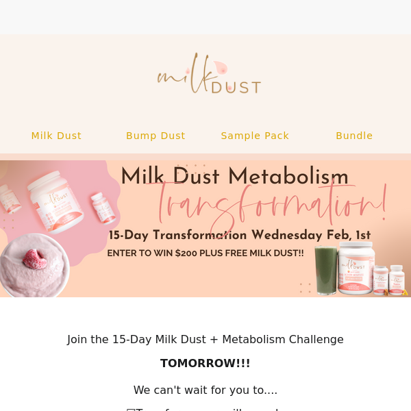 ⚡15-day metabolism challenge TOMORROW! - Milk Dust