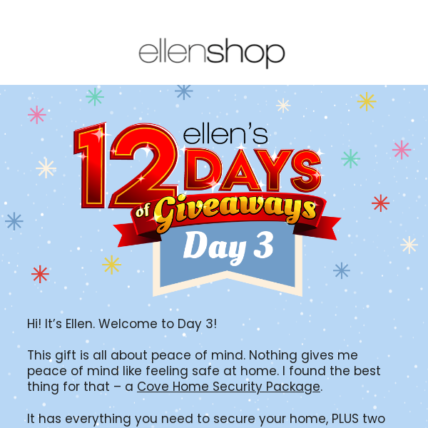 Day 3 of Ellen's 12 Days is HERE! Enter the Cove Giveaway today!