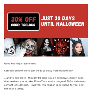 RE: Your 30% Halloween code expires tonight 👻🎃