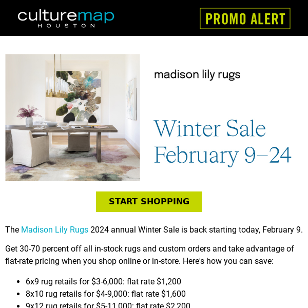 Madison Lily Rugs Winter Sale begins today