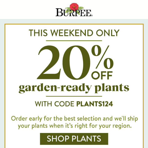 20% off plants for a limited time!