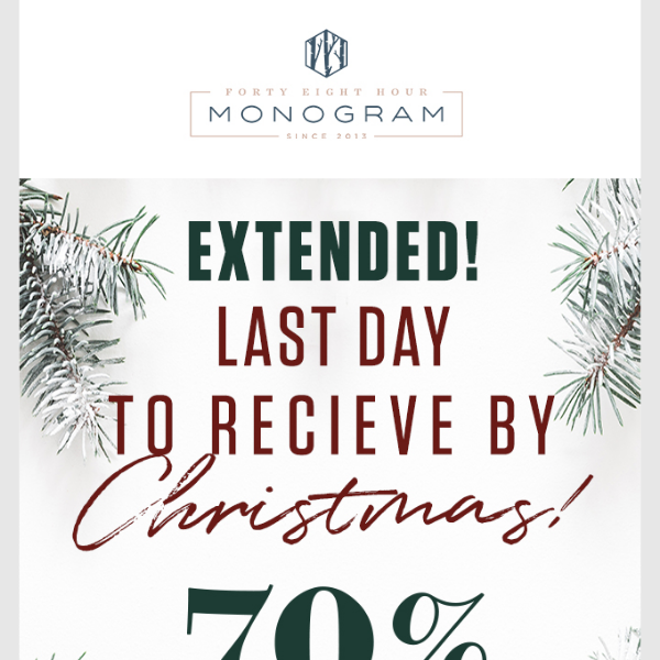 EXTENDED! 🎄One last day for GUARANTEED delivery by Christmas!