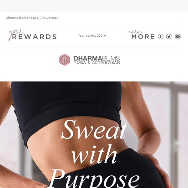 SWEAT WITH PURPOSE, ANY LEGGING & SPORTS BRA FOR $135