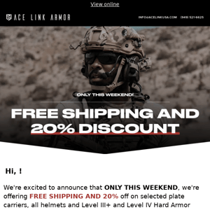 Limited Time Offer - Free Shipping and 20% off