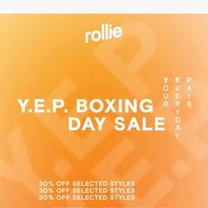 The Y.E.P. sale. Up to 60% off Your Everyday Pair