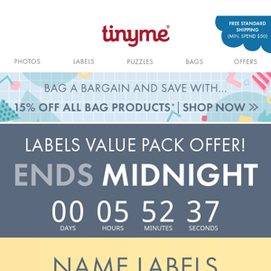 ONLY HOURS LEFT! Name Labels Super Pack SALE ends soon...