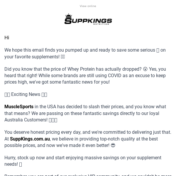 🚨💰🏋️‍♂️ Whey Protein Price Drop Alert! Save Big with SuppKings VIP 🎉🇦🇺