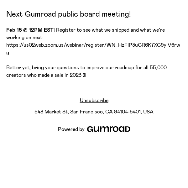 Next Gumroad public board meeting!