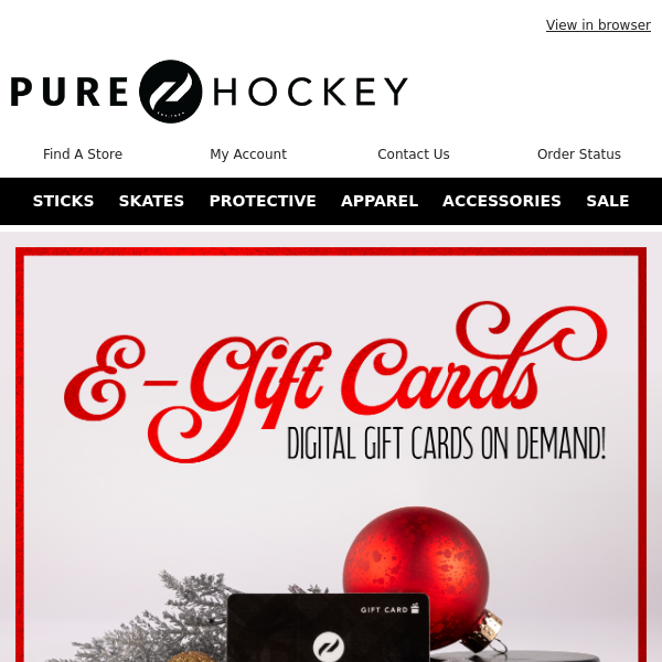 Give The Gift Of Hockey 🎁 🏒 Directly To Their Inbox With Pure Hockey Digital Gift Cards!