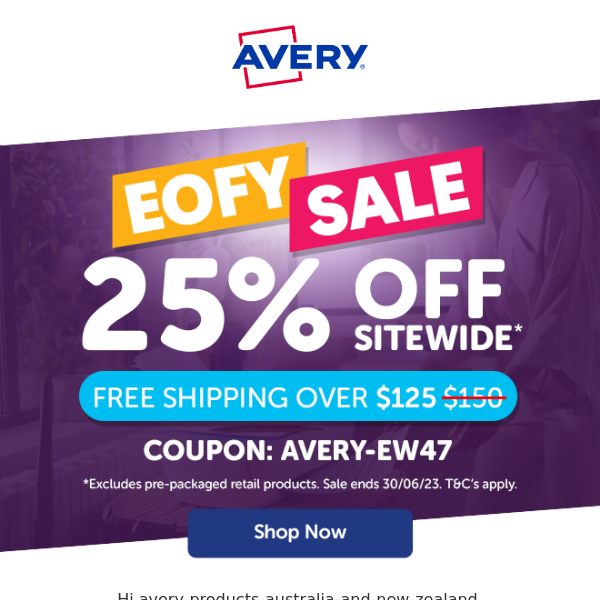 EOFY Sale - 25% Off Sitewide