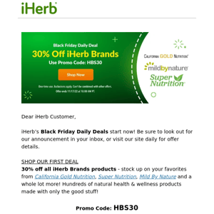 30% off all iHerb Brands products 🍂