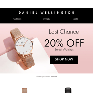 Last Chance | 20% OFF Watches