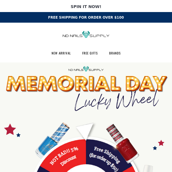 Spin to get coupon for Memorial Day! ✨💙