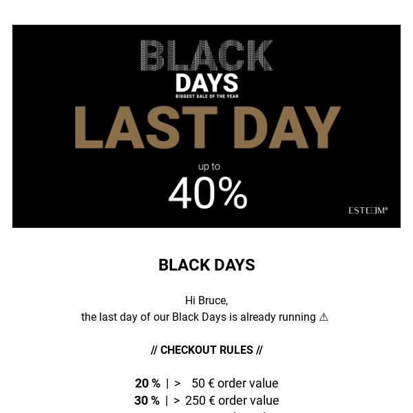 Last Day – up to 40%