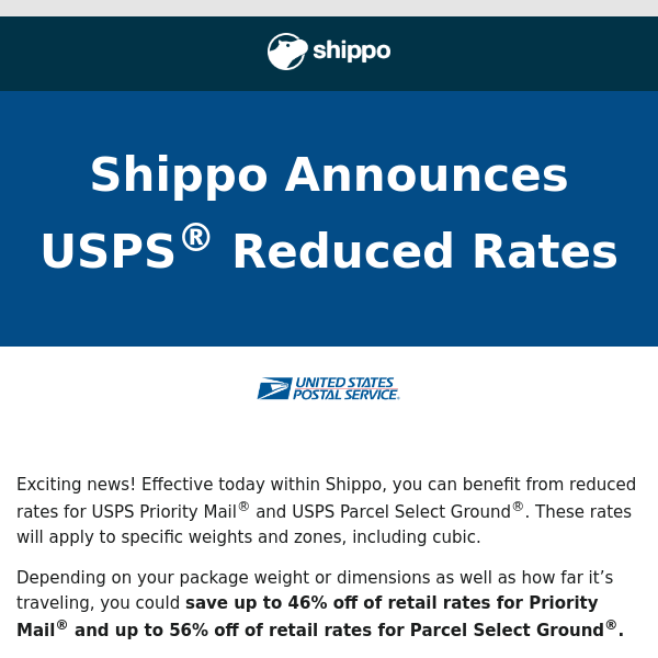 Reduced USPS® Rates for Priority Mail® and Parcel Select Ground®