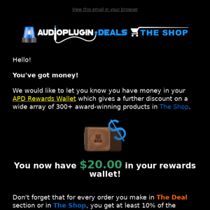 💰 Hey audio-plugin-deals  $20.00 is left in your APD rewards Wallet - Shop Now
