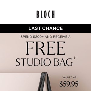 Final Hours: Free* Studio Bag when you spend $200+