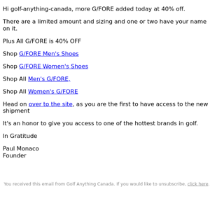 More G/FORE  at 40% Off