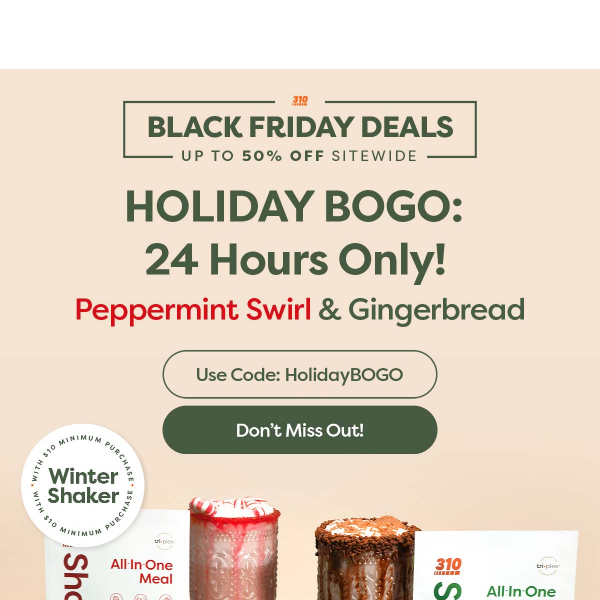 📢 BOGO: Gingerbread & Peppermint Swirl Shakes! ❤️