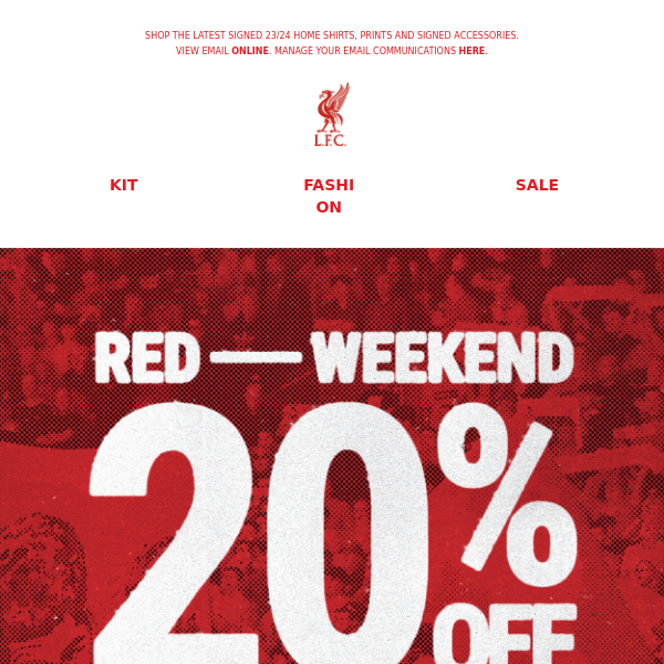 Red Weekend is here! Save 20% off selected lines