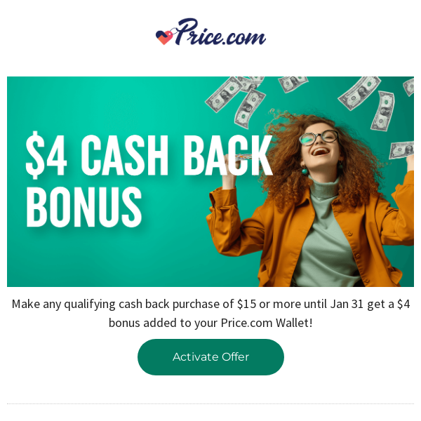 $4 Cash Back Bonus – Limited time only!