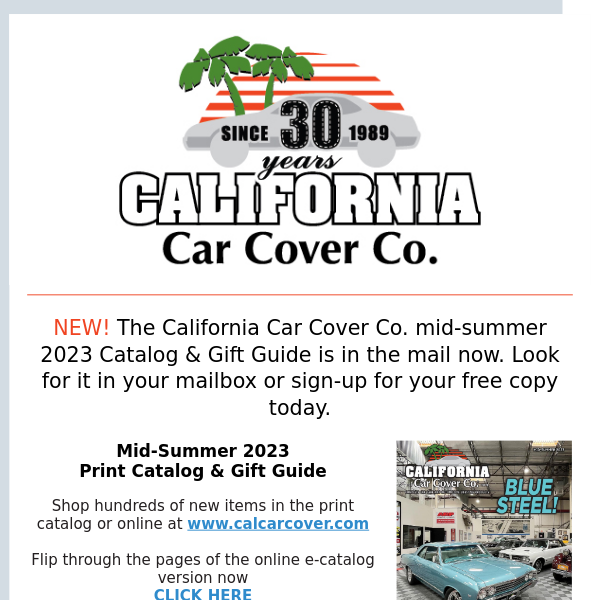 Your New California Car Cover Mid-Summer 2023 Catalog Is On The Way