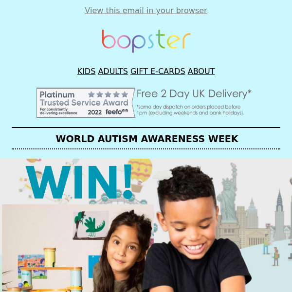A great giveaway in support of World Autism Awareness week...