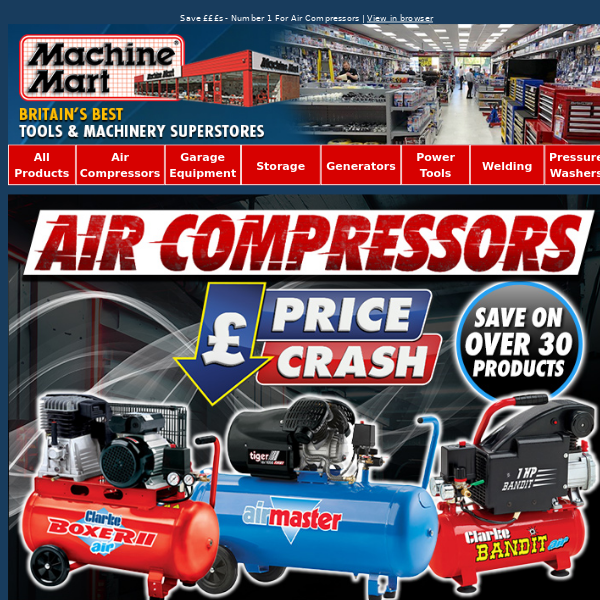 Price Crash on Air Compressors Starts Today! - Save £££s